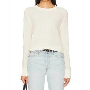 NEW ENZA COSTA linen open knit crewneck sweater in cream